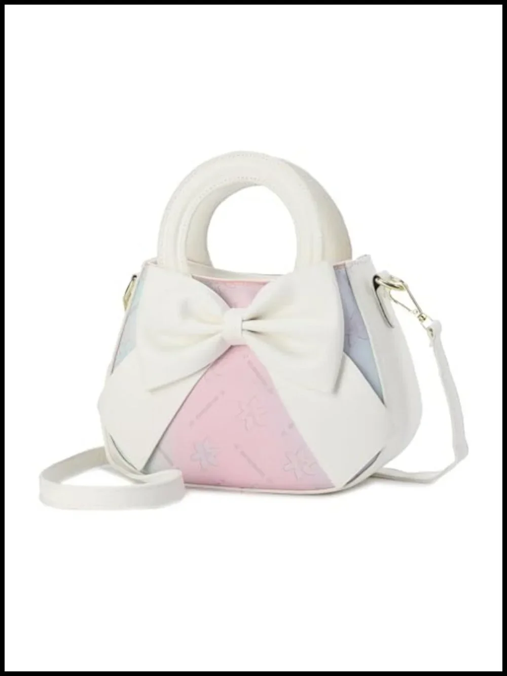 Faux Leather Crossbody Bag with Bow Knot, Color-Blocked Mini Purse